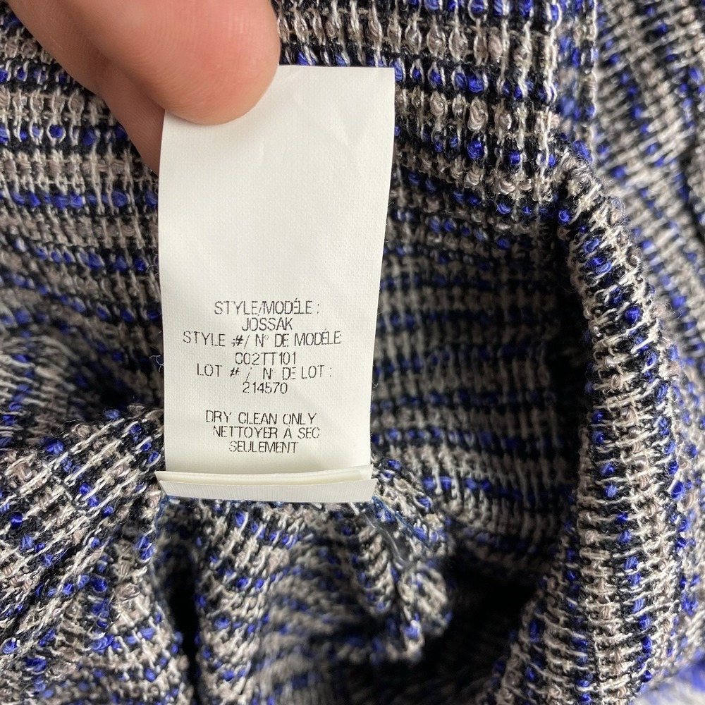 Theyskens' Theory Jacket Womens 4 Blue Jossak Tweed Button Fringe Metallic Lady - Picture 7 of 13